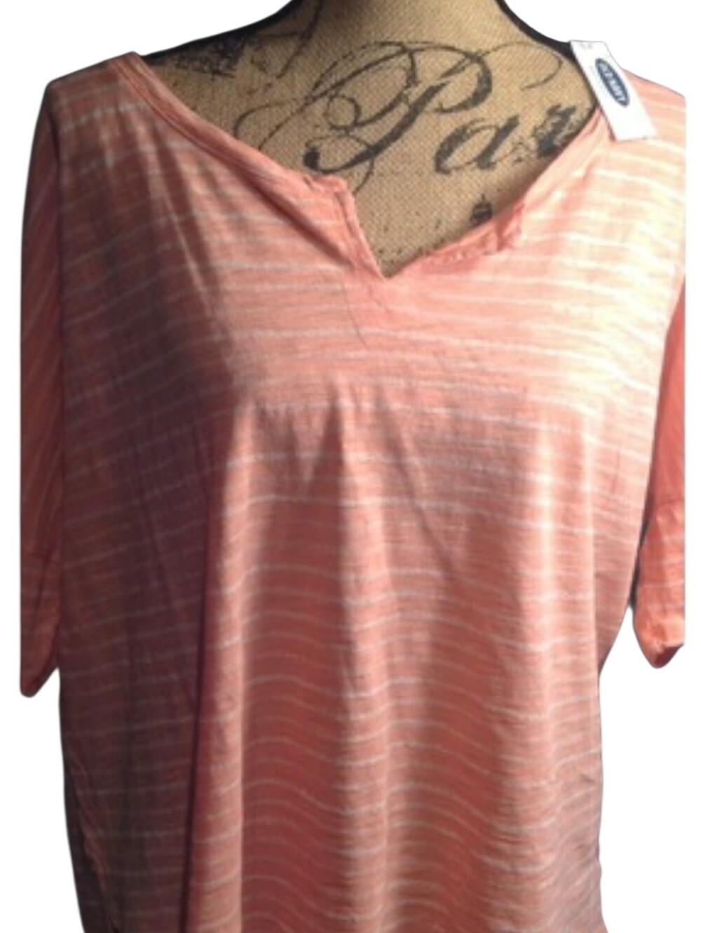 OLD NAVY STRIPPED CREAM ORANGE GENEROUS CRINKLE COTTON TOP